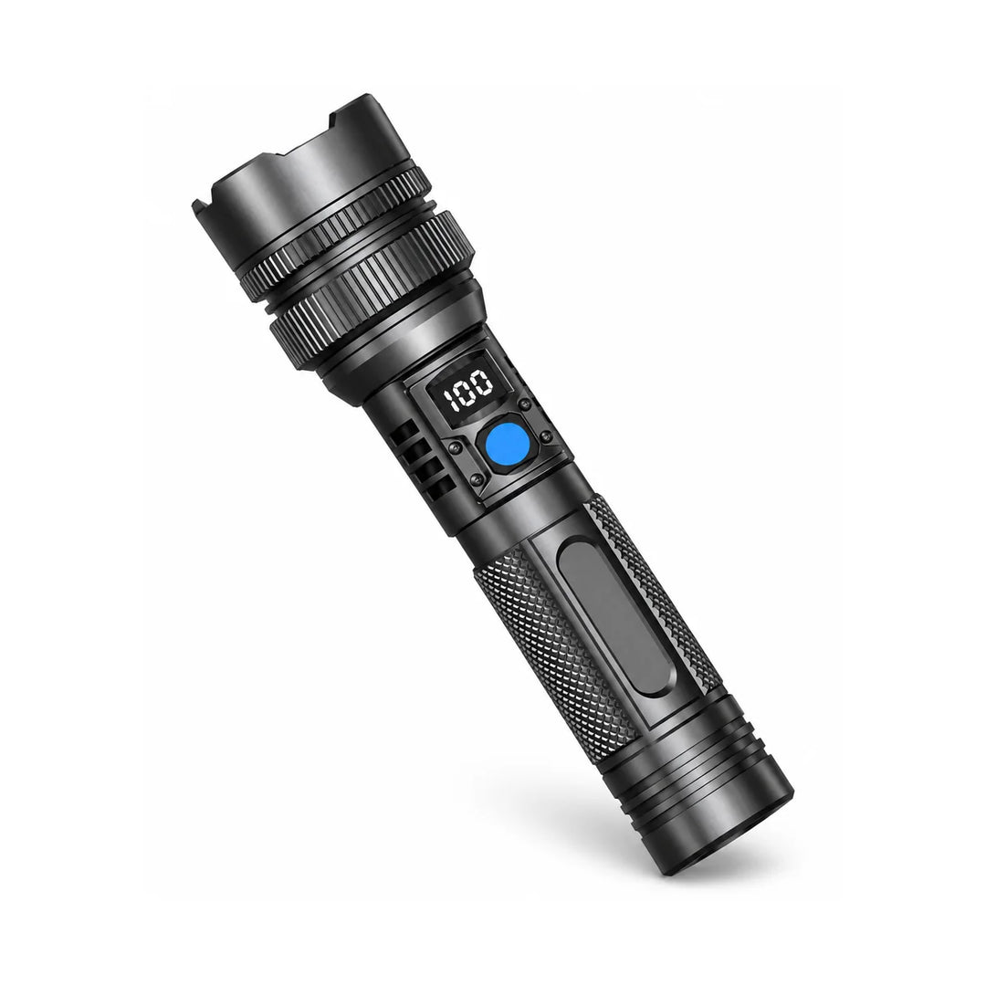 USB-C Rechargeable LED Flashlight with Digital Battery Display