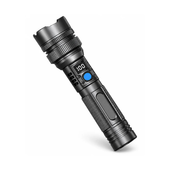 USB-C Rechargeable LED Flashlight with Digital Battery Display