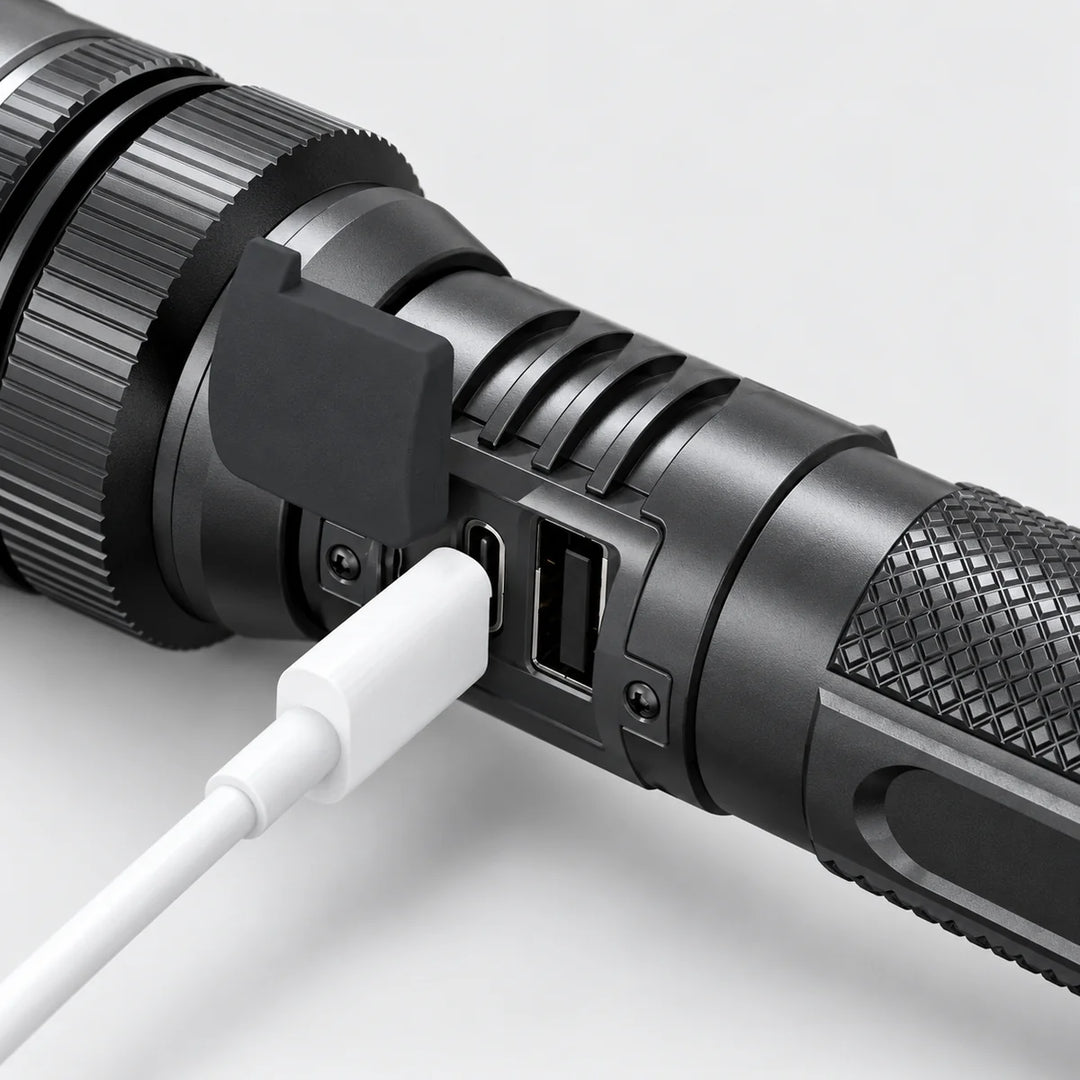 USB-C Rechargeable LED Flashlight with Digital Battery Display