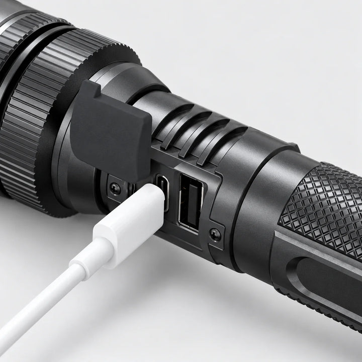 USB-C Rechargeable LED Flashlight with Digital Battery Display