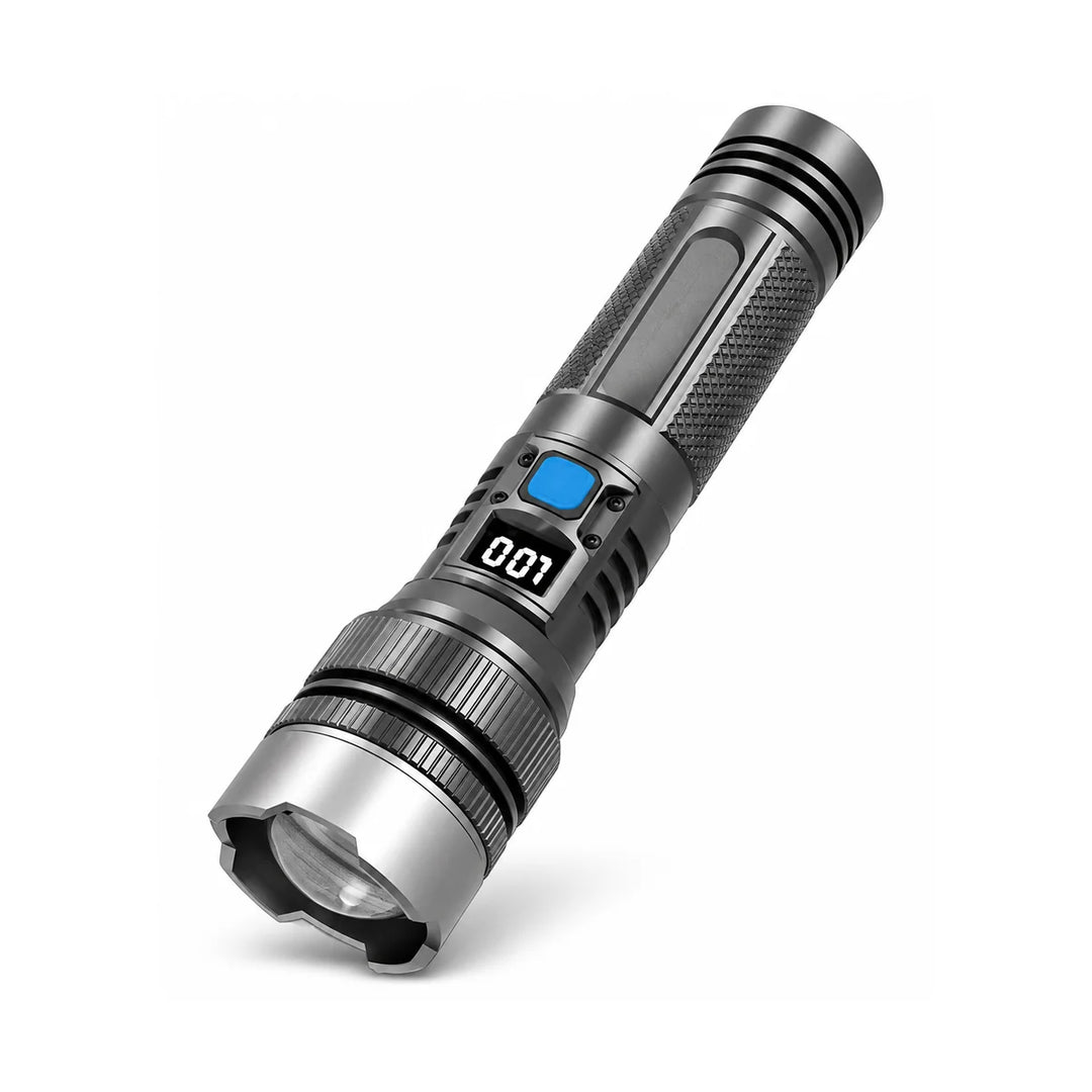 USB-C Rechargeable LED Flashlight with Digital Battery Display