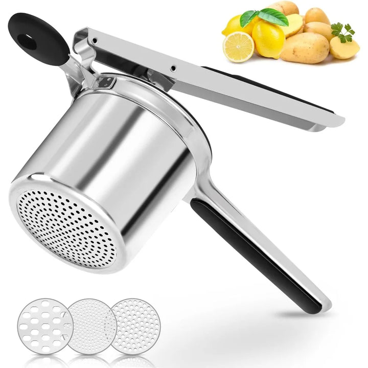 Stainless Steel Potato Ricer &amp; Masher – Non-Slip Handles, Dishwasher Safe Kitchen Tool