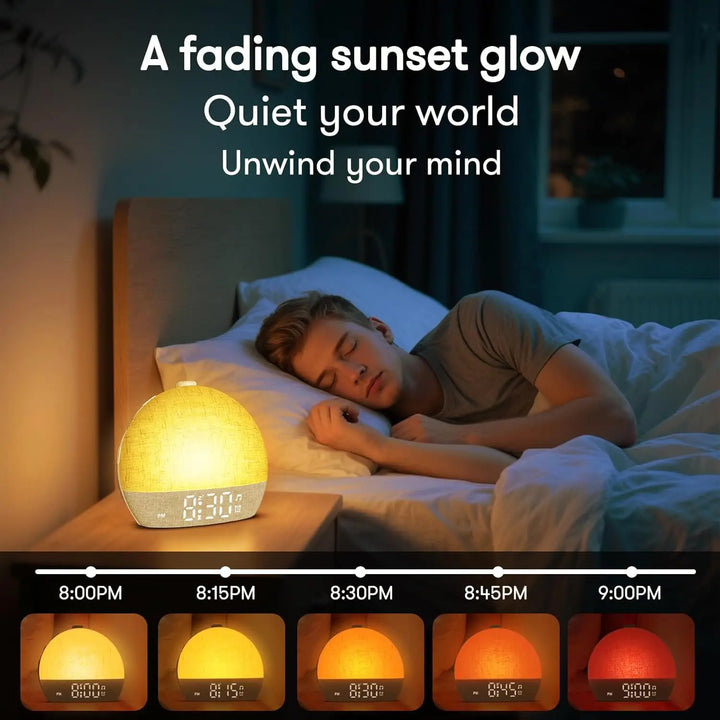 Sunrise Alarm Clock, Wake Up Light with White Noise Machine &amp; Dimmable RGB Night Light