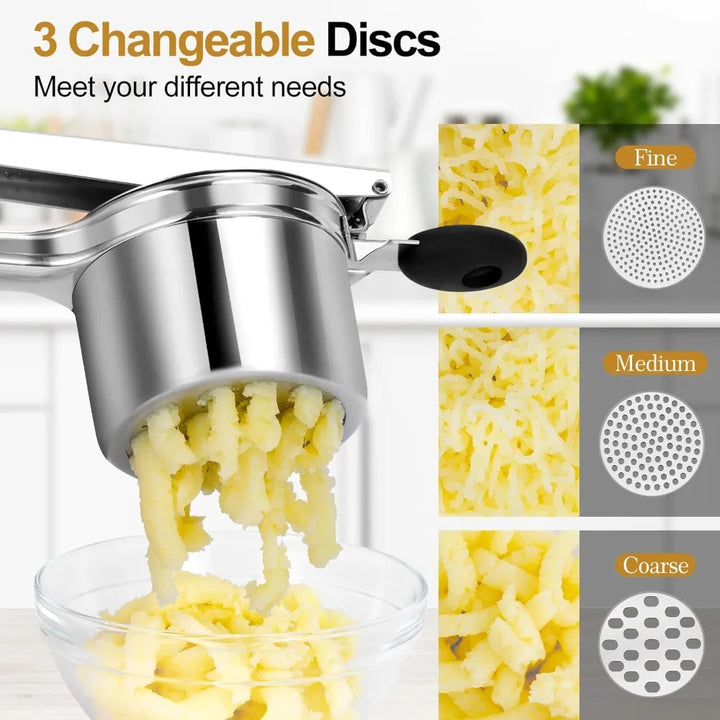 Stainless Steel Potato Ricer &amp; Masher – Non-Slip Handles, Dishwasher Safe Kitchen Tool
