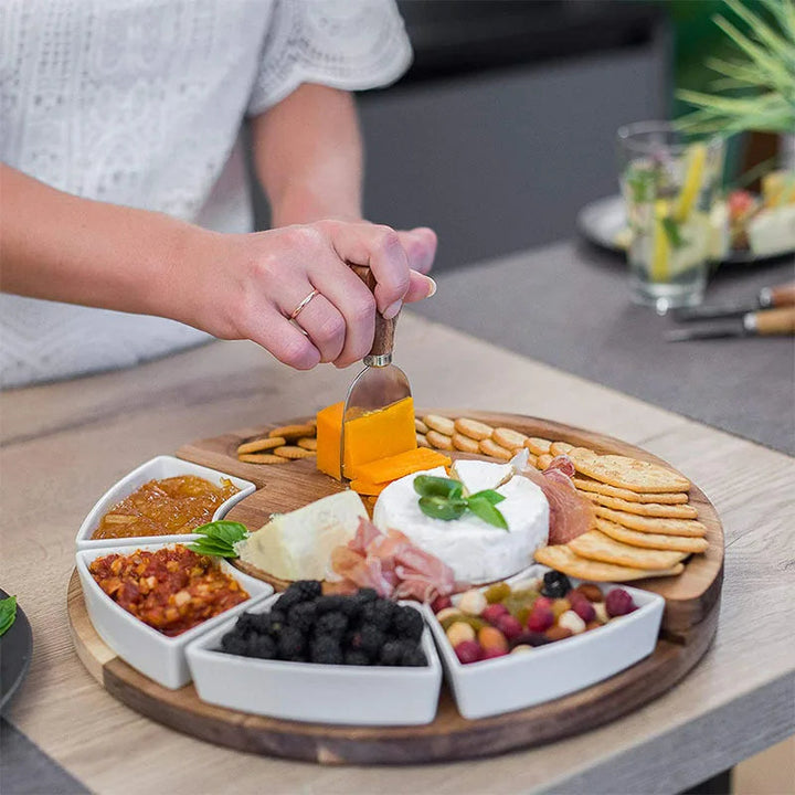LuxeServe – Elegante Kaasplank en Messen Set voor Feestelijke Presentaties