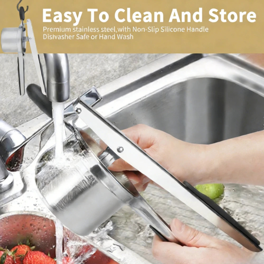 Stainless Steel Potato Ricer &amp; Masher – Non-Slip Handles, Dishwasher Safe Kitchen Tool