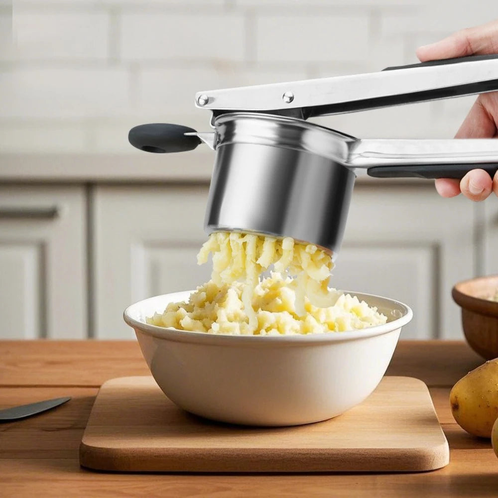 Stainless Steel Potato Ricer &amp; Masher – Non-Slip Handles, Dishwasher Safe Kitchen Tool