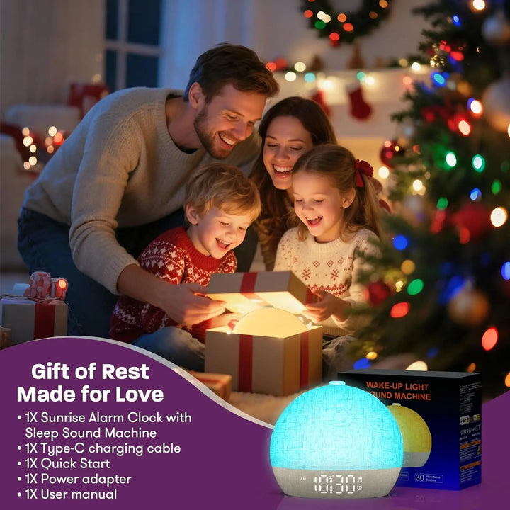 Sunrise Alarm Clock, Wake Up Light with White Noise Machine &amp; Dimmable RGB Night Light