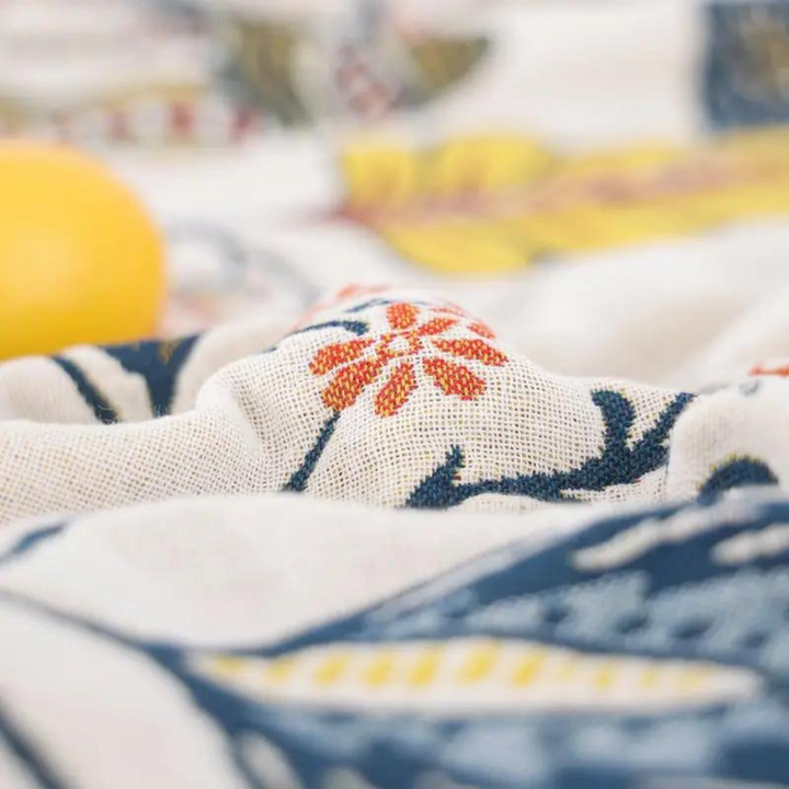 Rustic Artistic Flora Blanket | 100% Cotton Floral Blanket