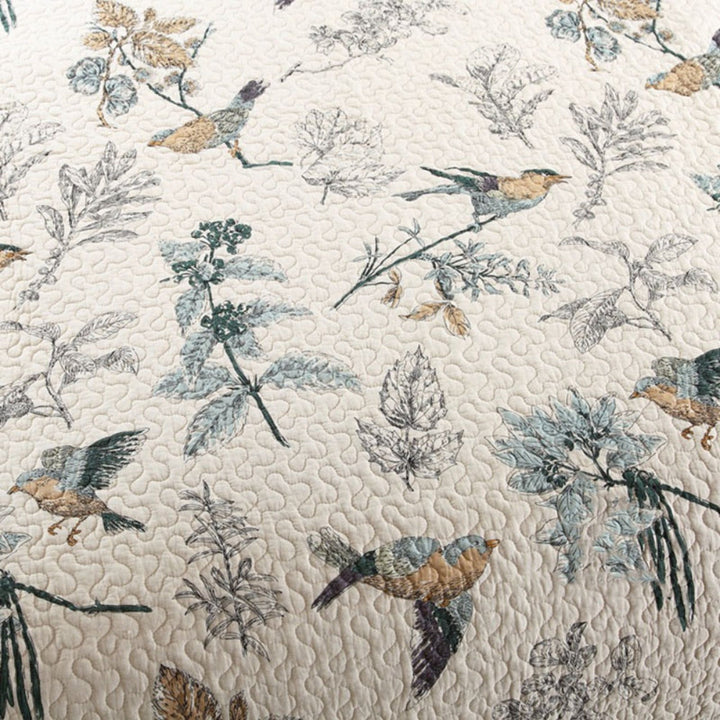 Cotton quilted coverlet set in a styled bedroom
