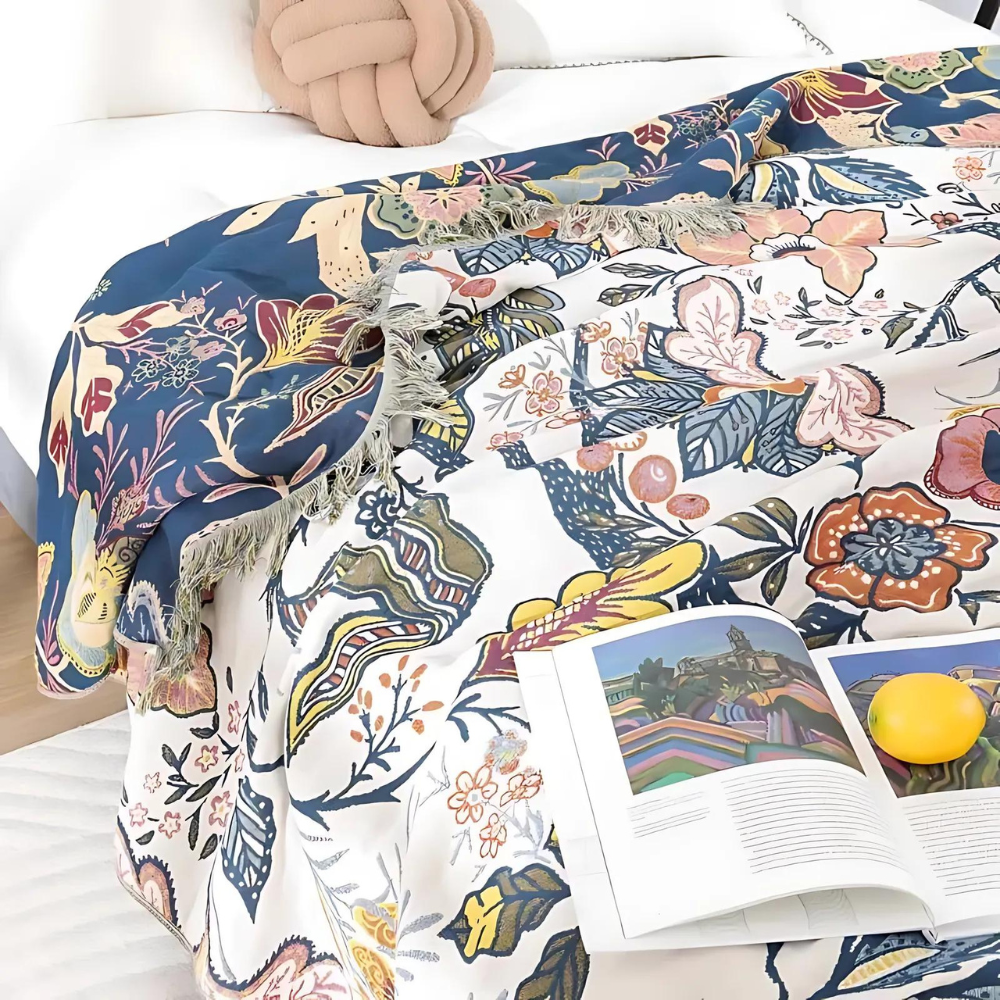FloraLoom – Luxury Cotton Jacquard Throw Blanket