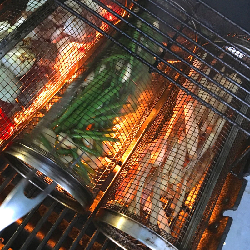 BBQ Grillkorb | 360° Drehbar | Gleichmäßige Hitze | Edelstahl Design | GrillMaster