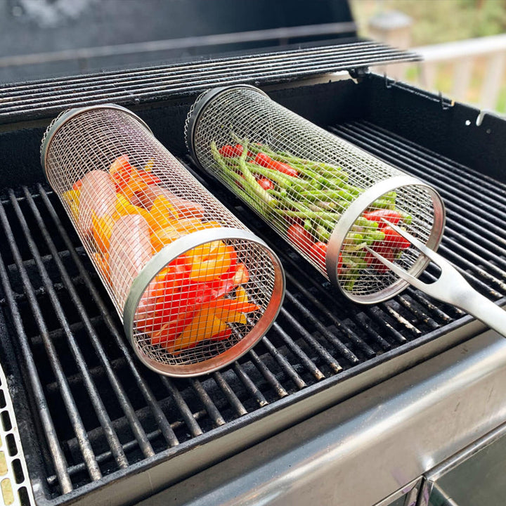BBQ Grillkorb | 360° Drehbar | Gleichmäßige Hitze | Edelstahl Design | GrillMaster