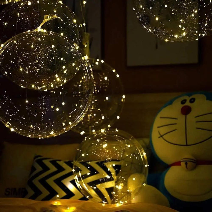 Ballon mit 10 Stück | Warmweißes Lichtambiente | Batteriebetrieben | LumiGlobe