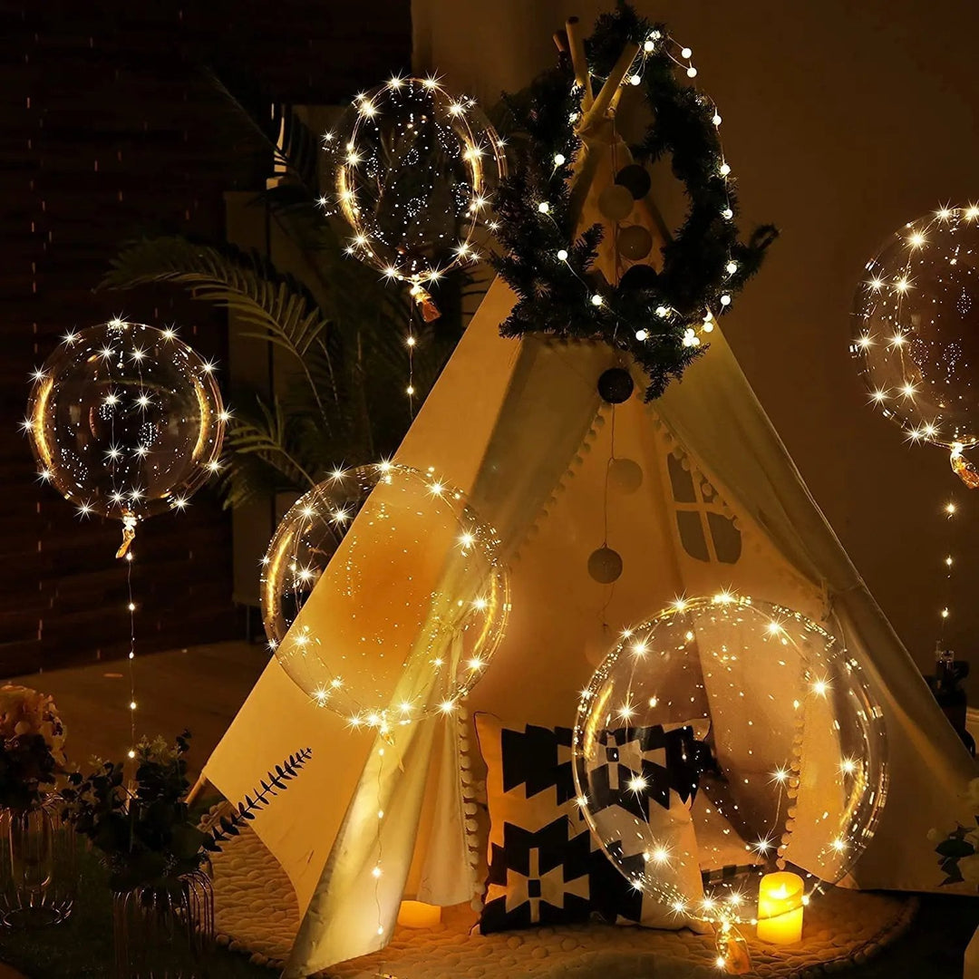 Ballon mit 10 Stück | Warmweißes Lichtambiente | Batteriebetrieben | LumiGlobe