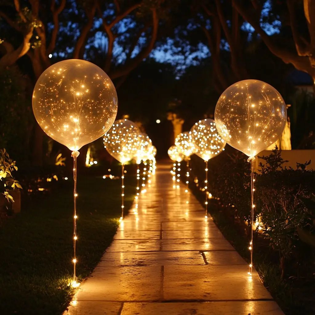 Ballon mit 10 Stück | Warmweißes Lichtambiente | Batteriebetrieben | LumiGlobe