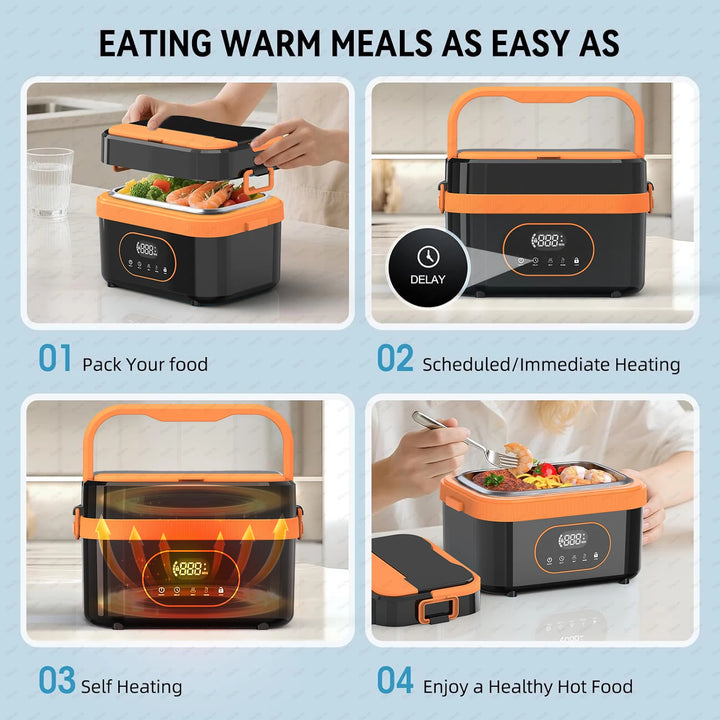 Electric Insulated Lunch Box – Portable Heated Lunch Box &amp; Food Warmer