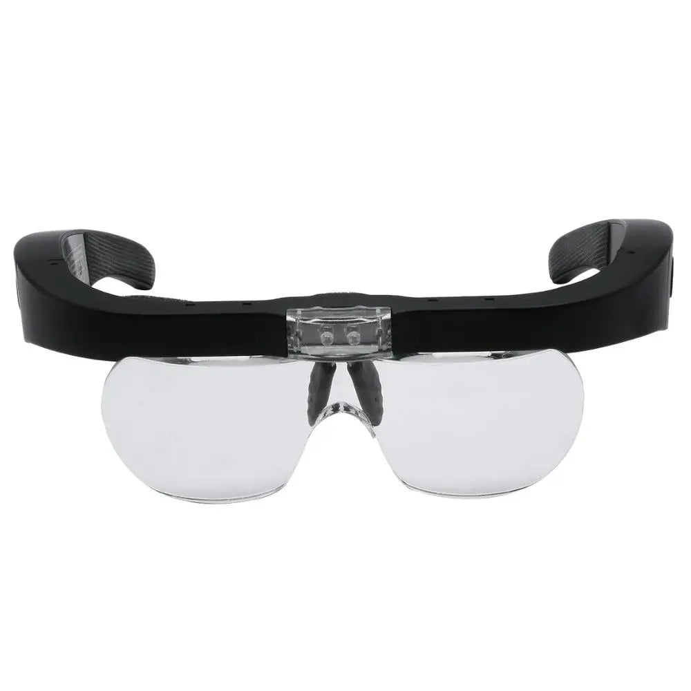 Magnifier glasses in use for close-up work