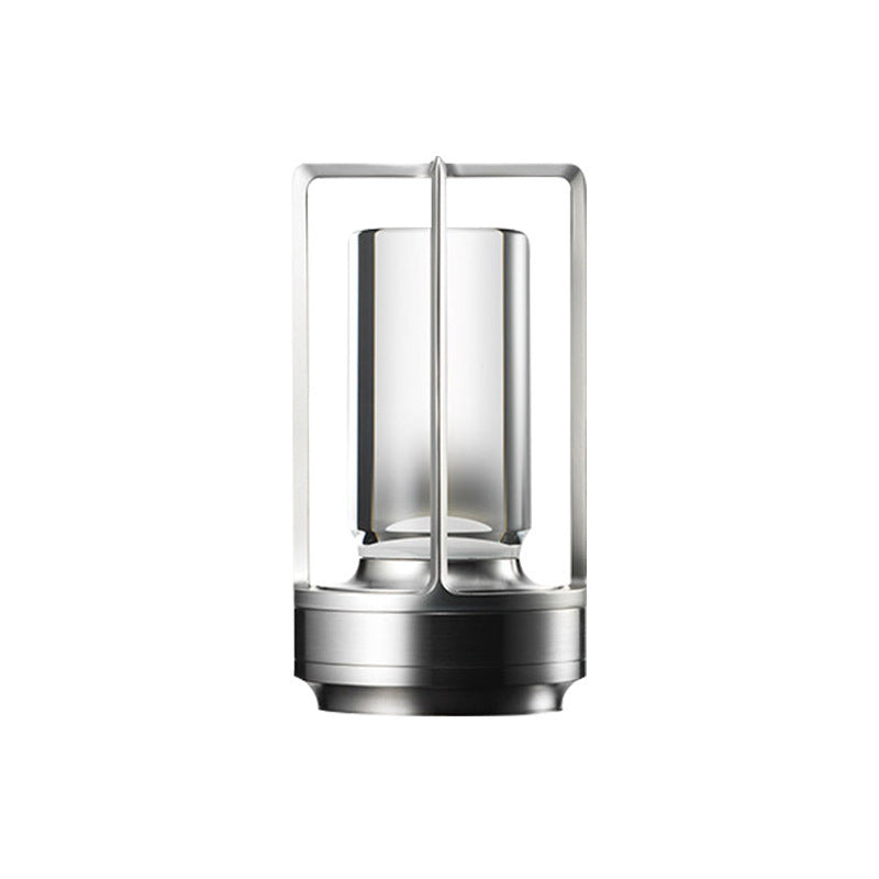 Silver cordless LED touch table lamp