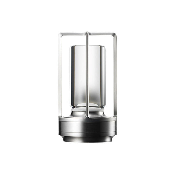 Silver cordless LED touch table lamp