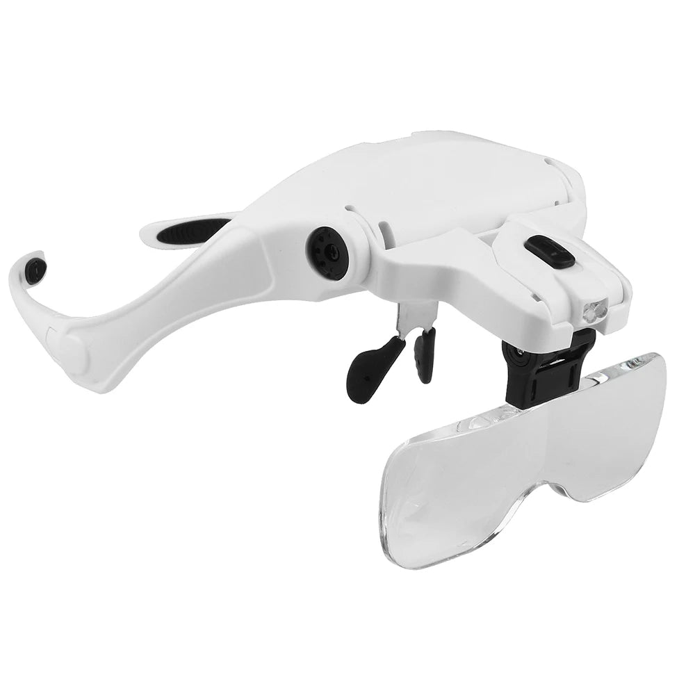 LED head magnifier worn for close-up work