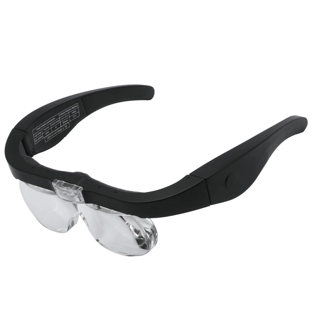 Head-worn magnifier glasses with LED light