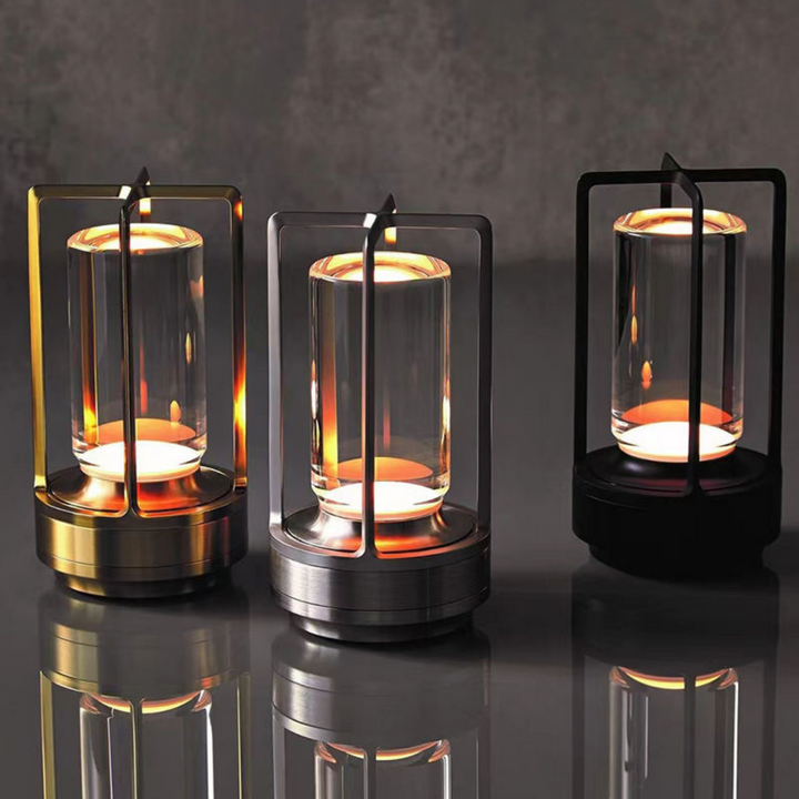Cordless rechargeable LED lantern table lamp gold silver black