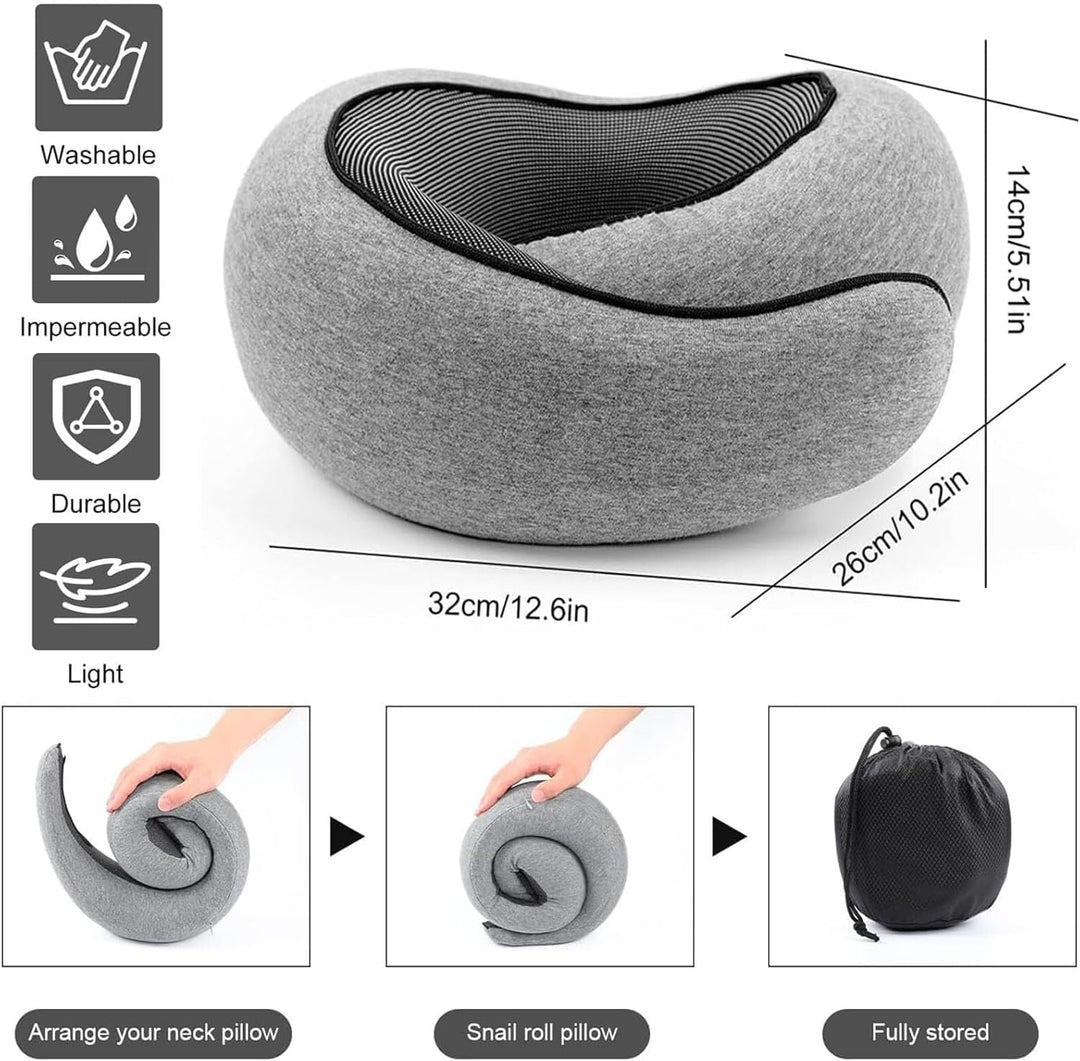 CloudRest™ Ergonomic Memory Foam Travel Pillow – 360° Neck &amp; Chin Support