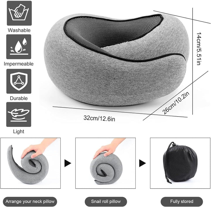 CloudRest™ Ergonomic Memory Foam Travel Pillow – 360° Neck &amp; Chin Support