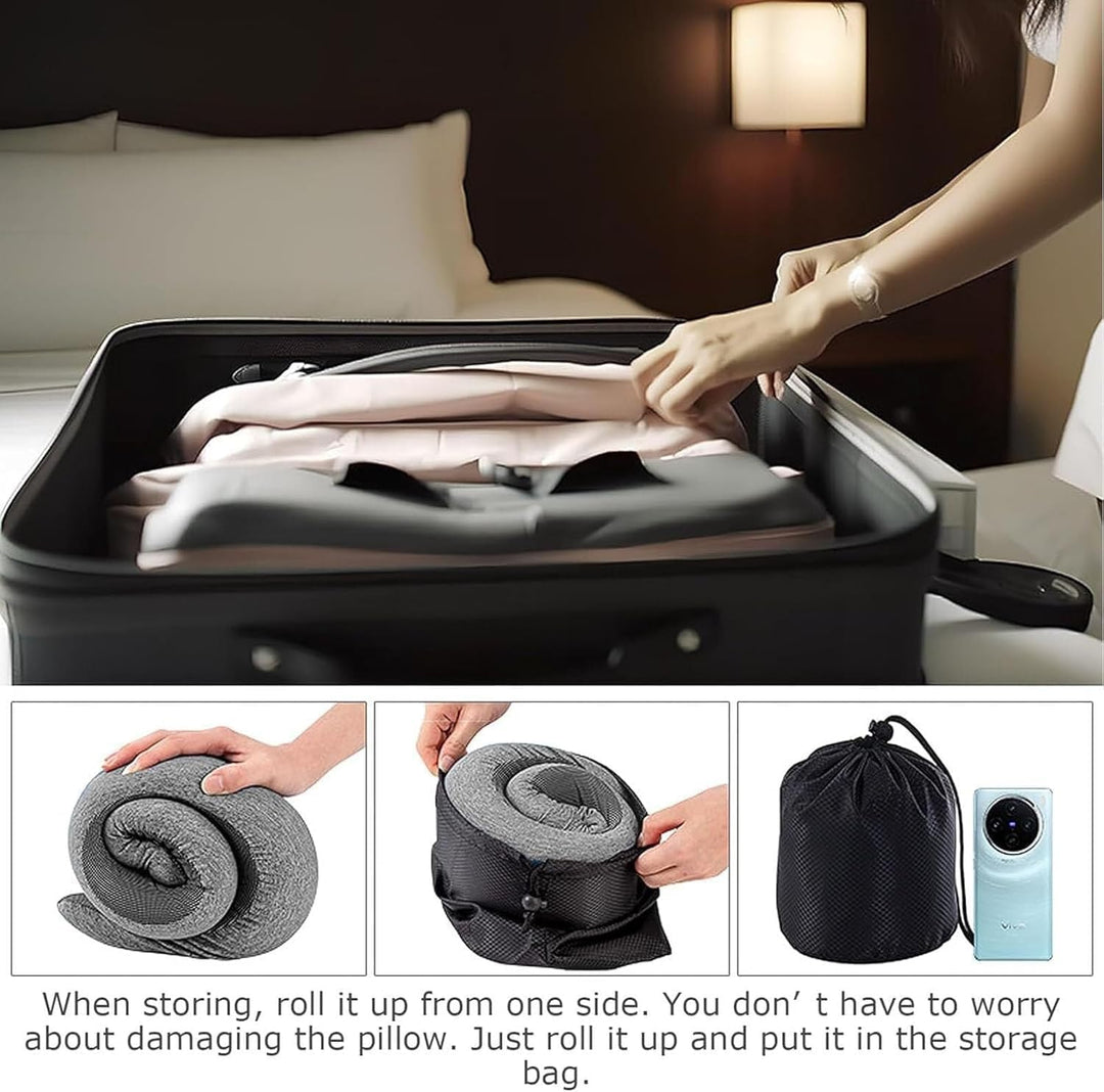 CloudRest™ Ergonomic Memory Foam Travel Pillow – 360° Neck &amp; Chin Support