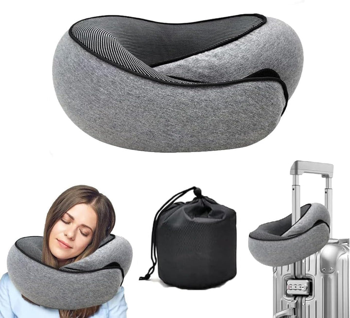 CloudRest™ Ergonomic Memory Foam Travel Pillow – 360° Neck &amp; Chin Support