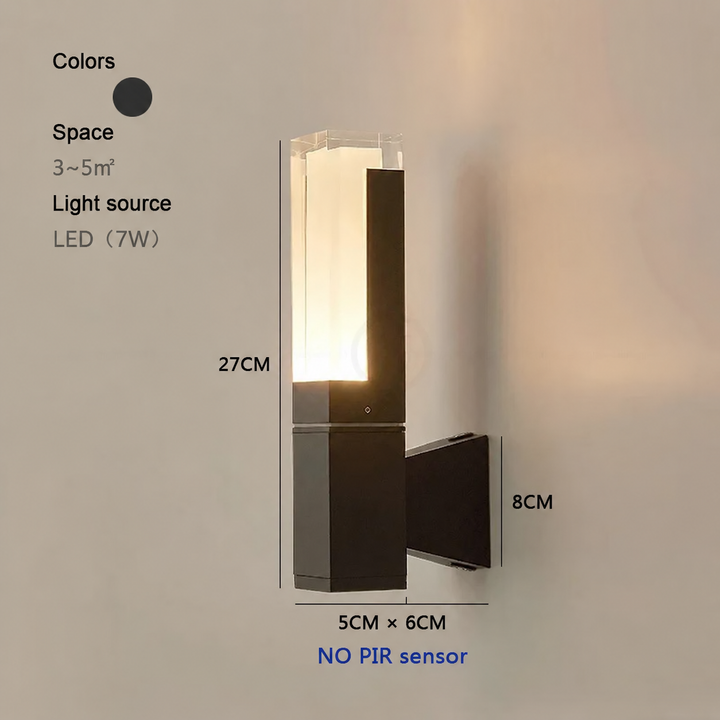 Outdoor Wall Light with Motion Sensor – Waterproof Black LED PIR Security Wall Lamp