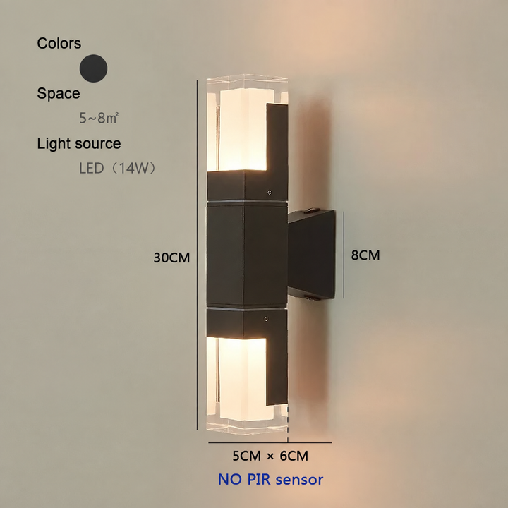 Outdoor Wall Light with Motion Sensor – Waterproof Black LED PIR Security Wall Lamp