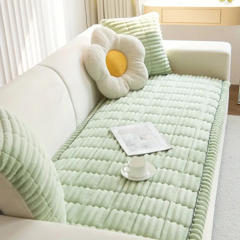 Plush Pleated Couch Cover
