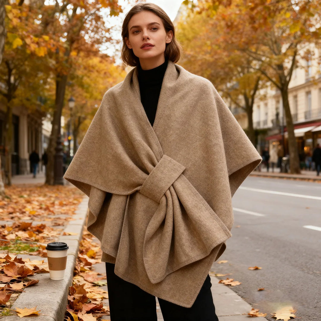 Knitted Poncho Ruana Cape for Women — Open Front Wrap Shawl Cardigan