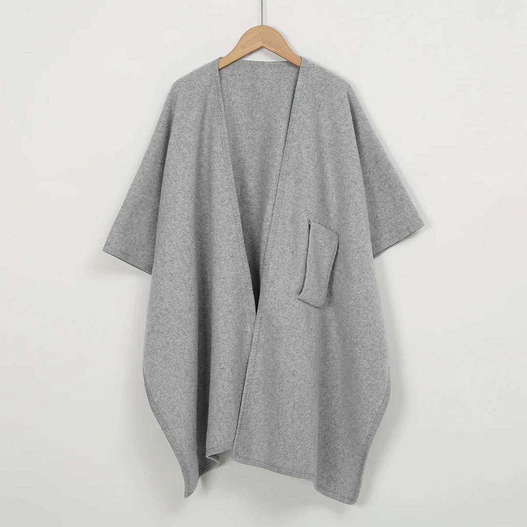Knitted Poncho Ruana Cape for Women — Open Front Wrap Shawl Cardigan