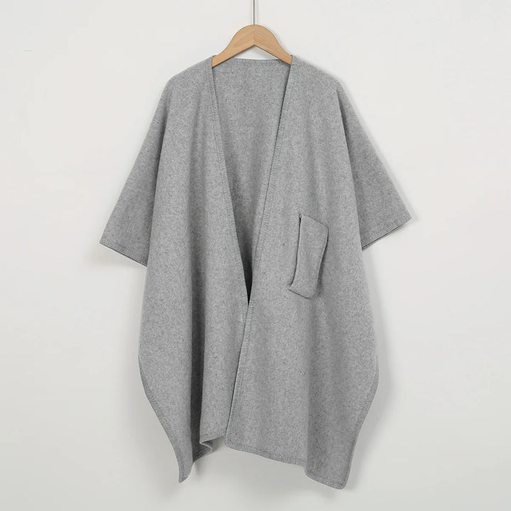 Knitted Poncho Ruana Cape for Women — Open Front Wrap Shawl Cardigan