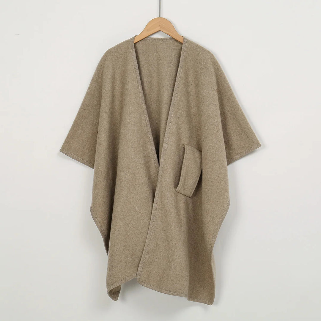 Knitted Poncho Ruana Cape for Women — Open Front Wrap Shawl Cardigan