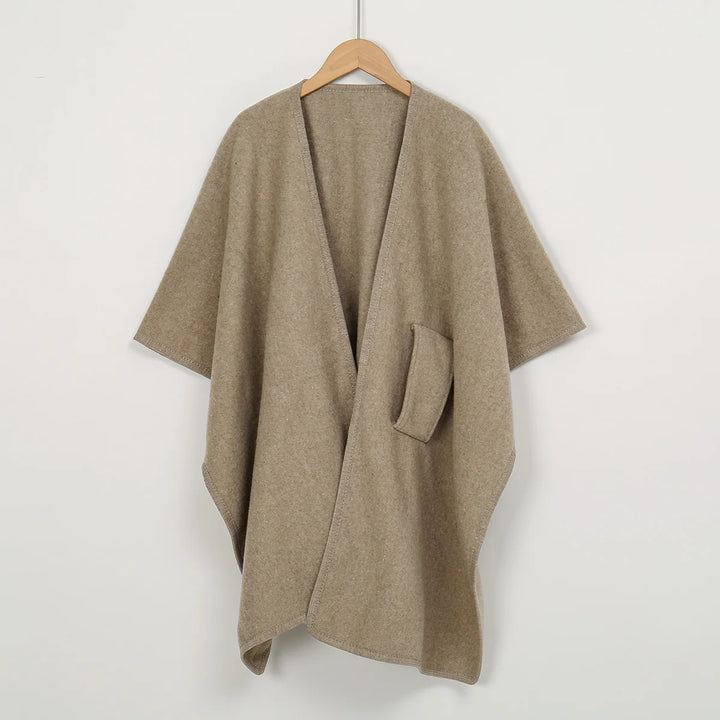 Knitted Poncho Ruana Cape for Women — Open Front Wrap Shawl Cardigan