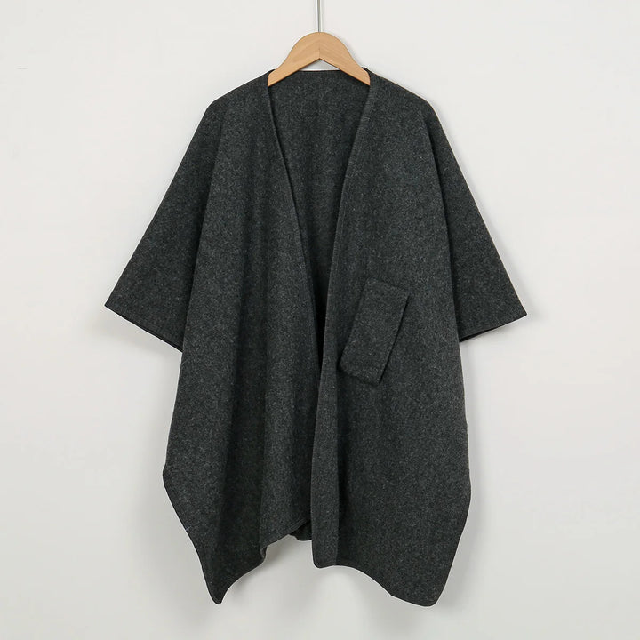 Knitted Poncho Ruana Cape for Women — Open Front Wrap Shawl Cardigan