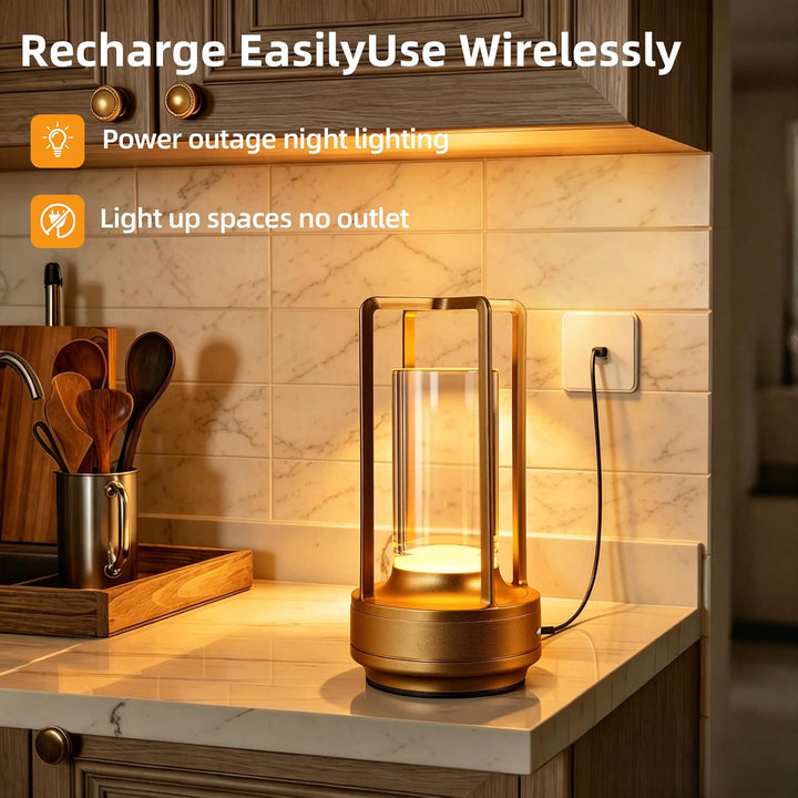 Cordless Table Lamp – Rechargeable LED Touch Lamp | Dimmable Portable Bedside &amp; Outdoor Lantern (Gold, Silver, Black)