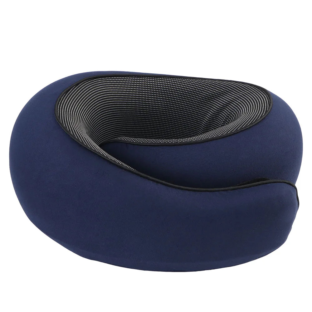 Dark blue U-shaped memory foam neck pillow