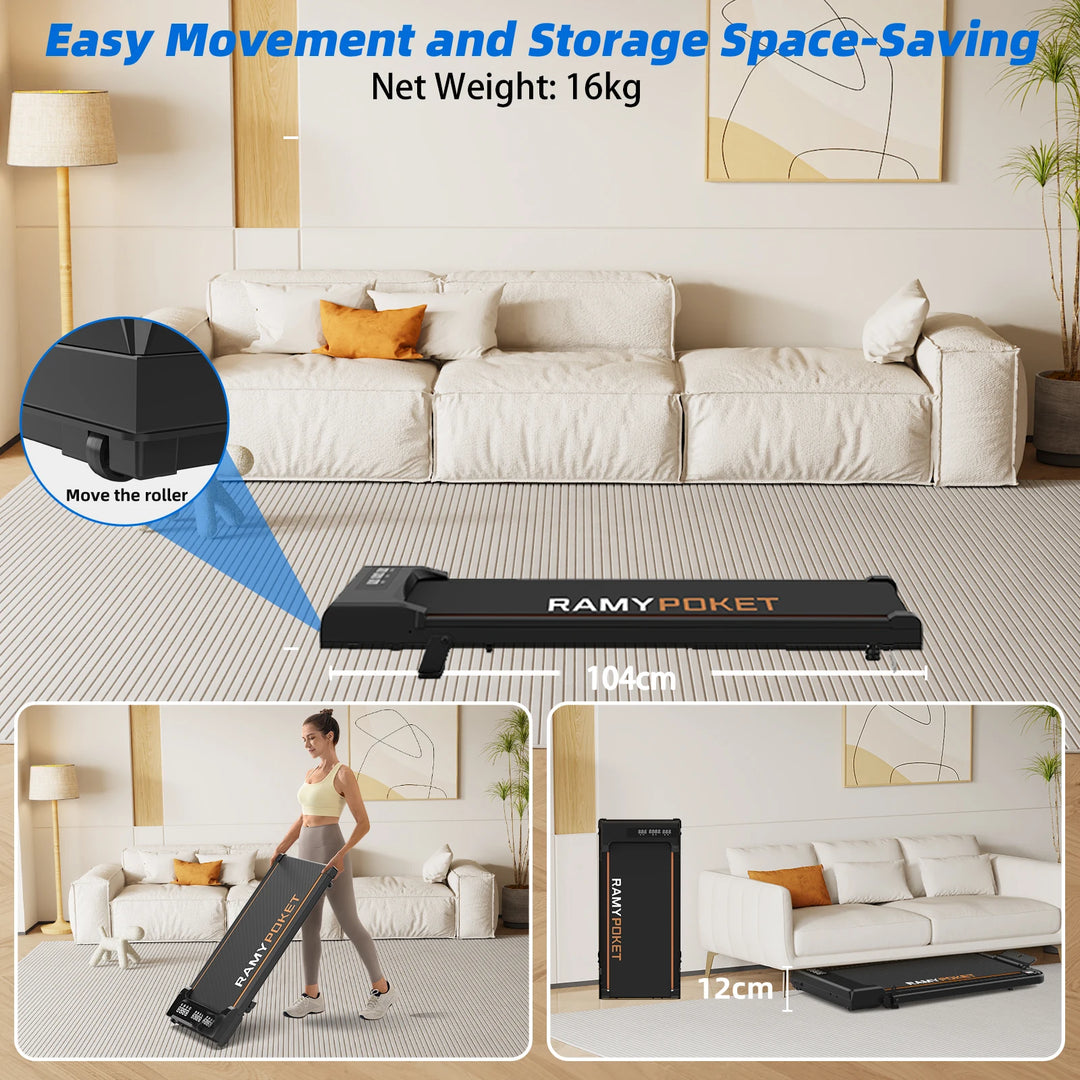 Walking pad treadmill remote control and display