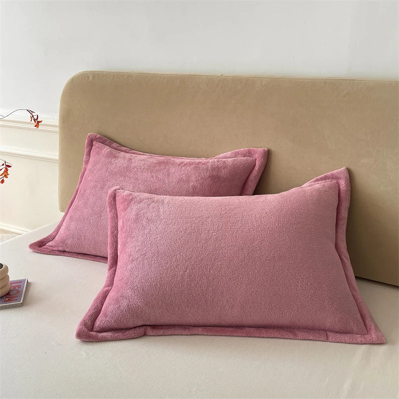 Cameo Brown flannel pillow covers