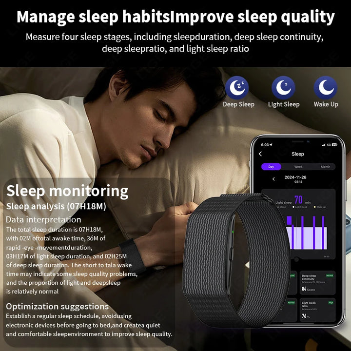LIGE fitness band and supplier sleep-tracking graphic