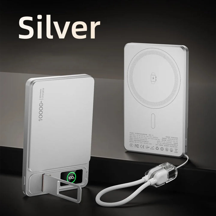Magnetic Wireless Power Bank with USB-C Cable and Digital Display