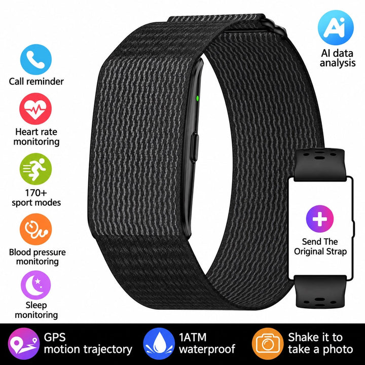 Black LIGE fitness band with nylon and additional silicone straps