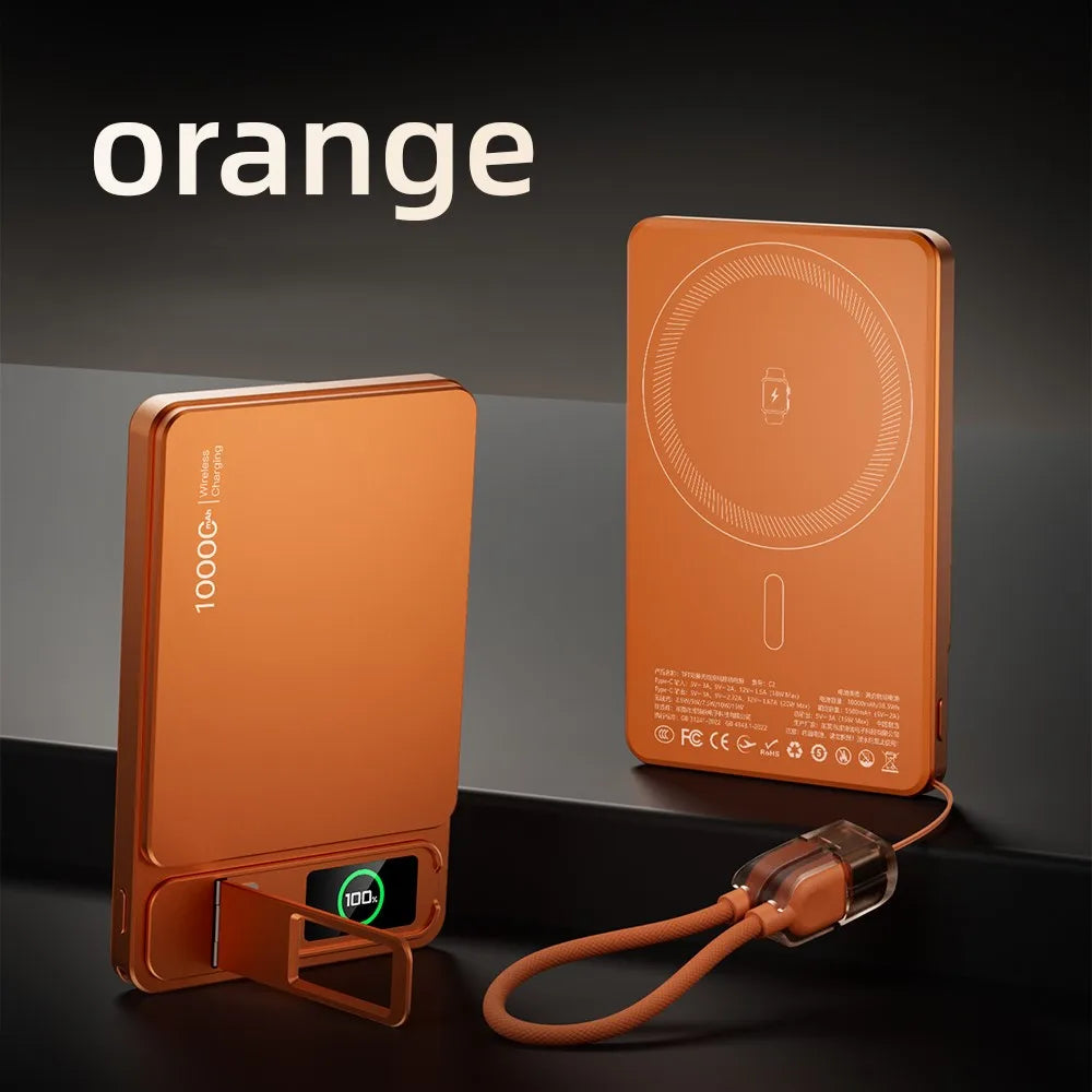 Magnetic Wireless Power Bank with USB-C Cable and Digital Display