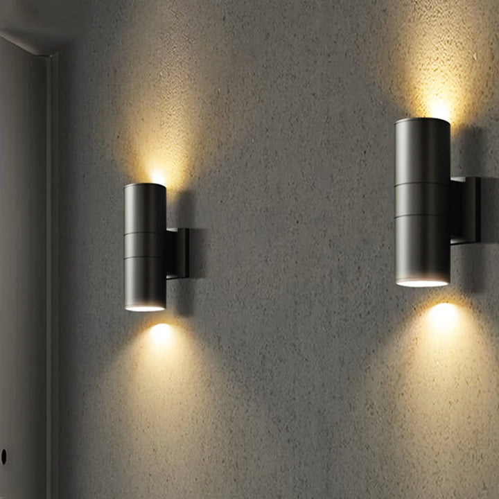 IP65 waterproof LED exterior wall lights on concrete wall