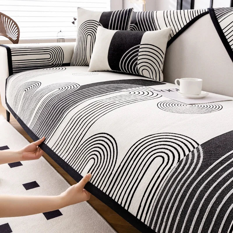 Non-slip chenille sofa cover fabric detail